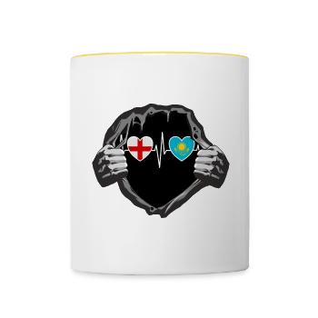 England und Kasachstan Kazakhstan Kasache Flaggen - Tasse zweifarbig - Weiß/Gelb - Vorne
