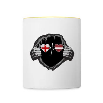 England und Lettland Lettische Fahne Flaggen - Tasse zweifarbig - Weiß/Gelb - Vorne