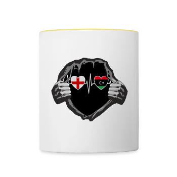 England und Libyen Libysche Fahne Flaggen - Tasse zweifarbig - Weiß/Gelb - Vorne