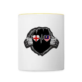 England und Malaysia Malaysische Fahne Flaggen - Tasse zweifarbig - Weiß/Gelb - Vorne