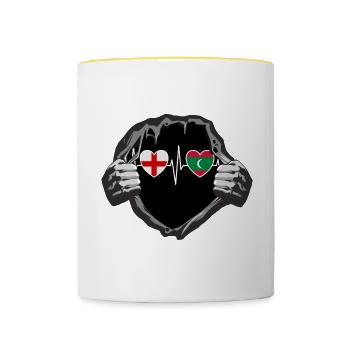 England und Malediven Maledivische Fahne Flaggen - Tasse zweifarbig - Weiß/Gelb - Vorne