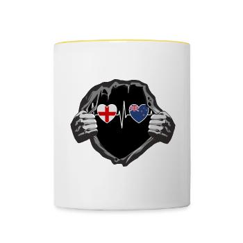 England und Neuseeland Neuseeländische Flaggen - Tasse zweifarbig - Weiß/Gelb - Vorne