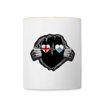 England und San Marino San-Marinesische Flaggen - Tasse zweifarbig - Weiß/Gelb - Vorne