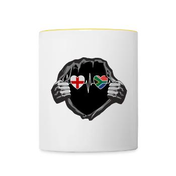 England und Südafrika Südafrikanische Flaggen - Tasse zweifarbig - Weiß/Gelb - Vorne