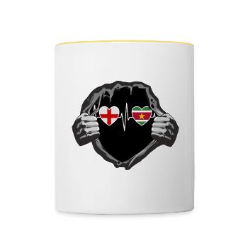 England und Suriname Surinamische Fahne Flaggen - Tasse zweifarbig - Weiß/Gelb - Vorne