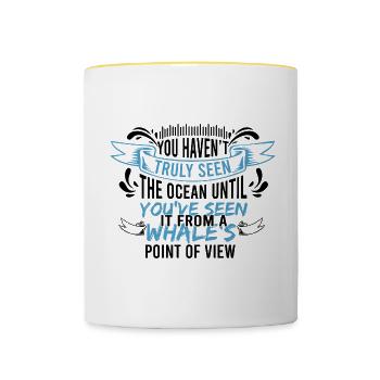 Beluga Whale Design für Meeressäuger und Orca - Tasse zweifarbig - Weiß/Gelb - Vorne