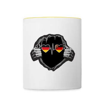 Deutschland und Rheinland-Pfalz Fahne Flaggen - Tasse zweifarbig - Weiß/Gelb - Vorne