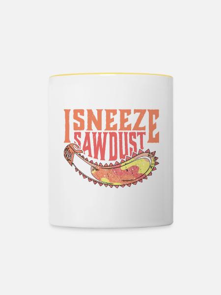 I Sneeze Sawdust - Tasse zweifarbig - Weiß/Gelb