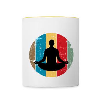 Meditation Vintage - Mug contrasté - blanc/jaune - Devant