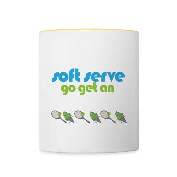 Tennis Drôle Si Vous Voulez Un Service Doux, Allez Chercher Un - Mug contrasté - blanc/jaune - Devant