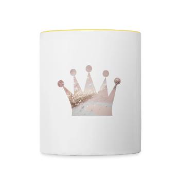 Queen/King Crown Glitter Personalizable - Contrasting Mug - white/yellow - Front