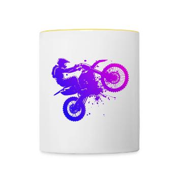 Motocross Supermoto Damen Freestyle Motocross - Tasse zweifarbig - Weiß/Gelb - Vorne