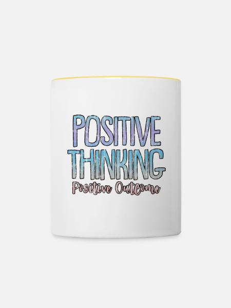 Positive Thinking Positive Outcome 3 - Tasse zweifarbig - Weiß/Gelb