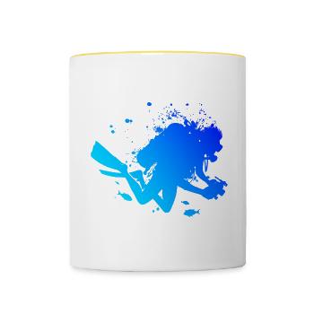 Scuba Diver Tauchen Diving Scuba Taucher - Contrasting Mug - white/yellow - Front