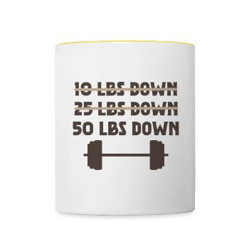 50 Lbs Down 2 - Tasse zweifarbig - Weiß/Gelb - Vorne