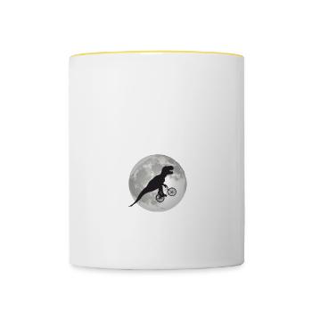 FINN - Schöner Jungen Name mit Dinosaurier - Tasse zweifarbig - Weiß/Gelb - Vorne