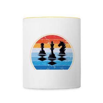 Retro Schachbrett Schachfigur Schachmatt Schach - Tasse zweifarbig - Weiß/Gelb - Vorne