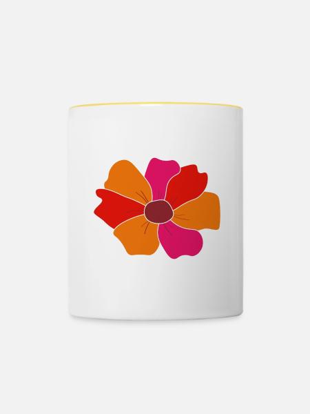 Flower - Tasse zweifarbig - Weiß/Gelb