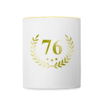 76 Number wreath - Contrasting Mug - white/yellow - Front