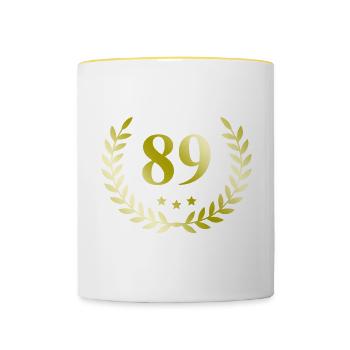 89 Number wreath - Contrasting Mug - white/yellow - Front