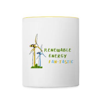 Éolienne protection du climat Transition énergétique Protection de l’environnement - Mug contrasté - blanc/jaune - Devant