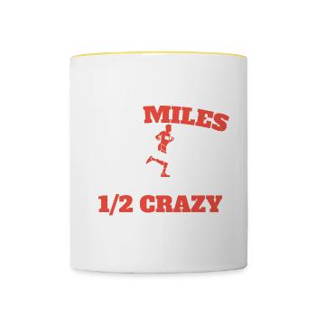 Motif marathon pour coureurs et joggeurs - Mug contrasté - blanc/jaune - Devant