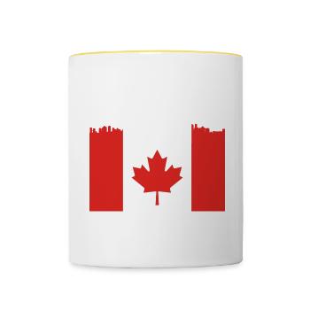 Skyline Maple Leaf Canadian Gift - Contrasting Mug - white/yellow - Front