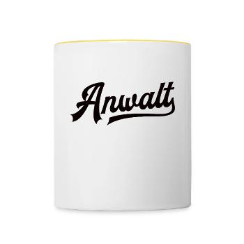 Anwalt Rechtsanwalt Staatsanwalt Recht Justiz Jura - Tasse zweifarbig - Weiß/Gelb - Vorne
