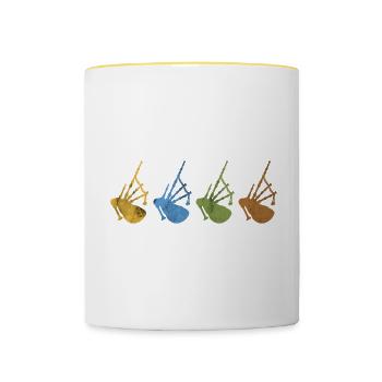 Scottish Bagpipes Celtic Gift - Contrasting Mug - white/yellow - Front