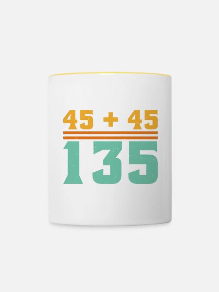 45 + 45 = 135 5 - Tasse zweifarbig - Weiß/Gelb