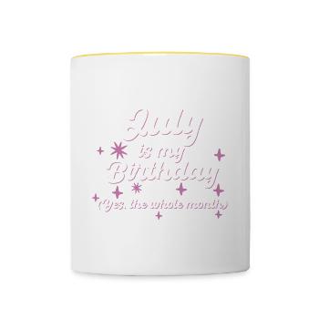 Juillet est mon anniversaire Oui Tout le mois Né en - Mug contrasté - blanc/jaune - Devant