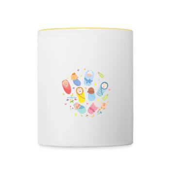 Spécialiste de l’emmaillotage Travail et accouchement post-partum - Mug contrasté - blanc/jaune - Devant