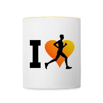 Fitness Jogging Hommes Jogging Course Cross Country - Mug contrasté - blanc/jaune - Devant