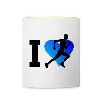 Jogging Jogging Course à pied Fitness Femmes Course à pied - Mug contrasté - blanc/jaune - Devant