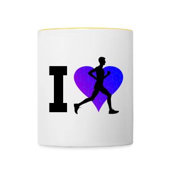 Course Hommes Femmes Jogging Jogging Course à pied - Mug contrasté - blanc/jaune - Devant