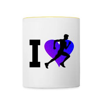 Course, Femmes, Jogging, Hommes, Course à pied, Course à pied - Mug contrasté - blanc/jaune - Devant