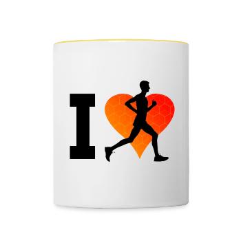 Jogging de course à pied pour hommes Jogging de fitness pour femmes - Mug contrasté - blanc/jaune - Devant
