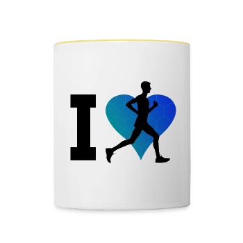 Jogging Ski de fond Course Course Course à pied - Mug contrasté - blanc/jaune - Devant