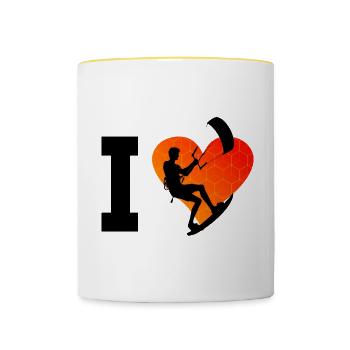 Kite Femmes Kitesurf Kitesurf Kitesurf - Mug contrasté - blanc/jaune - Devant