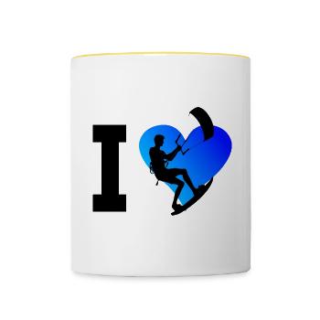 Kitesurfer Women Kitesurfing Kiting Kitesurf - Contrasting Mug - white/yellow - Front