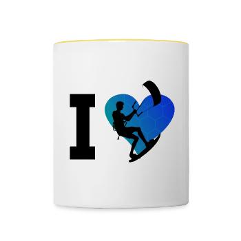 Kitesurfer Kitesurfing Kitesurf Kiting Kitesurfing - Contrasting Mug - white/yellow - Front
