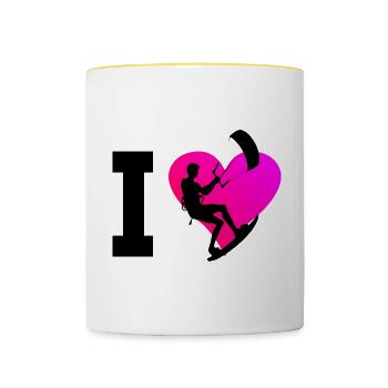 Kitesurfer Kite Kiten Men's Kitesurfing Kitesurfer - Contrasting Mug - white/yellow - Front