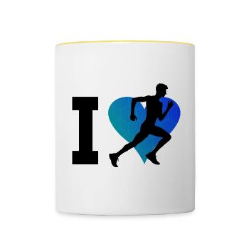 Cross Country Homme Jogging Femme - Mug contrasté - blanc/jaune - Devant
