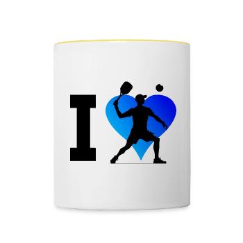 Pickleball Pickleballspielen Racquetball Racquetba - Contrasting Mug - white/yellow - Front