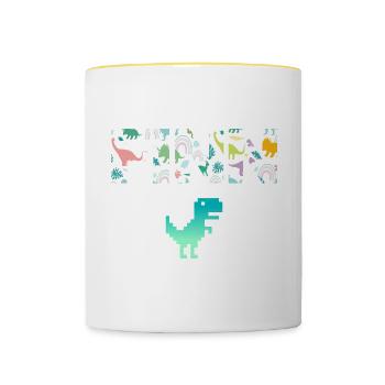 FINN - Schöner Jungen Name mit Dinosaurier - Tasse zweifarbig - Weiß/Gelb - Vorne