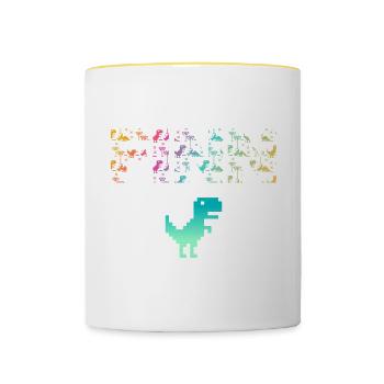 FINN - Beautiful boy name with dinosaur - Contrasting Mug - white/yellow - Front