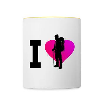Damen Bouldering Klettern Kletterer Herren - Tasse zweifarbig - Weiß/Gelb - Vorne