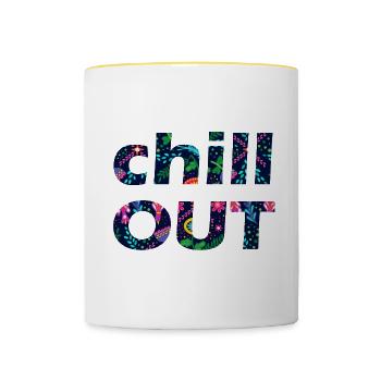 CHILL OUT - Tasse zweifarbig - Weiß/Gelb - Vorne