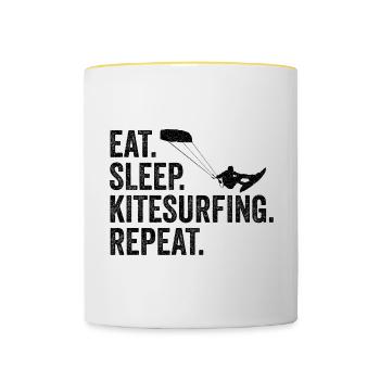 Kite surfing surfer kite gift - Contrasting Mug - white/yellow - Front