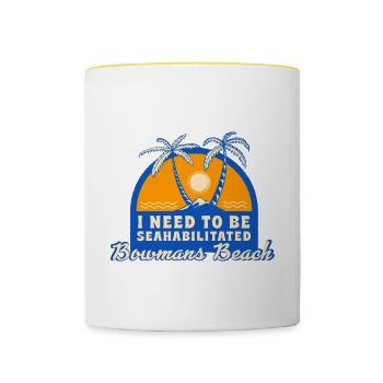 I Need To Be Seahabilitated Bowmans Beach Summer - Contrasting Mug - white/yellow - Front